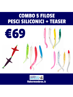 COMBO 5 FILOSE PESCI SILICONICI + TEASER